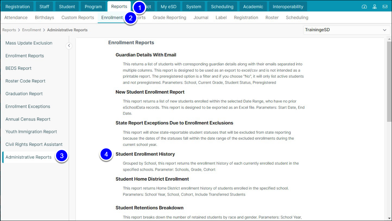 Student Enrollment History