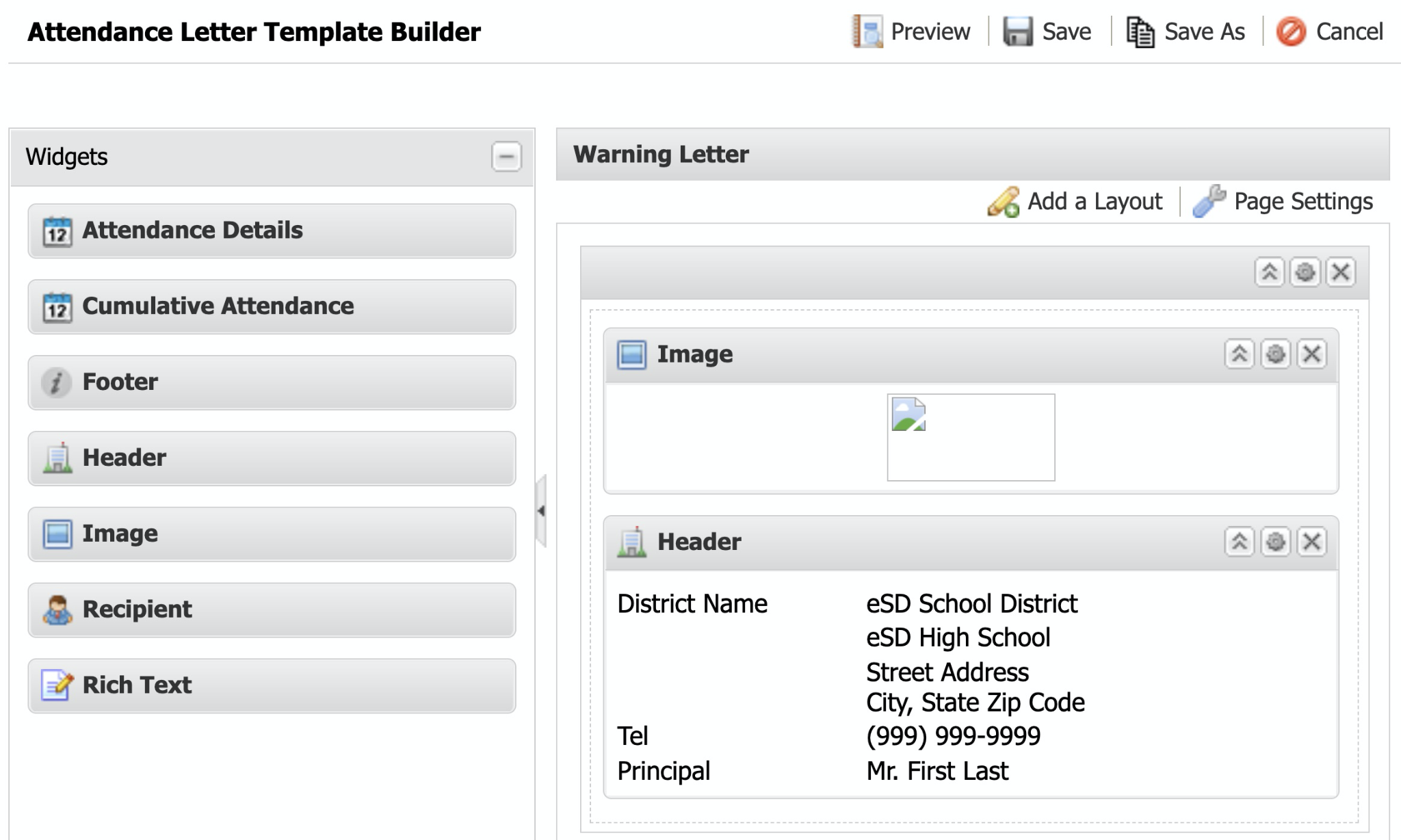Custom Attendance Letter Widgets
