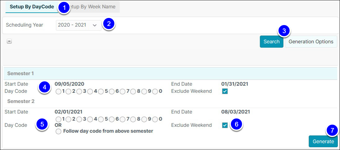 Day Code Generation Options