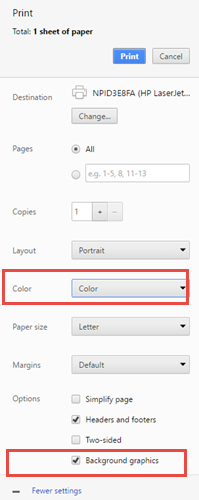 Printing: Allow Background Colors & Graphics (by Browser)