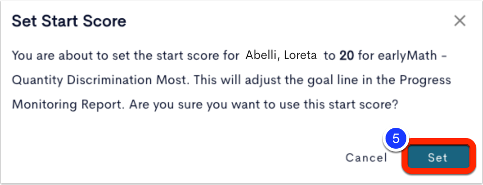 Set Start Score using Existing Progress Monitoring Data
