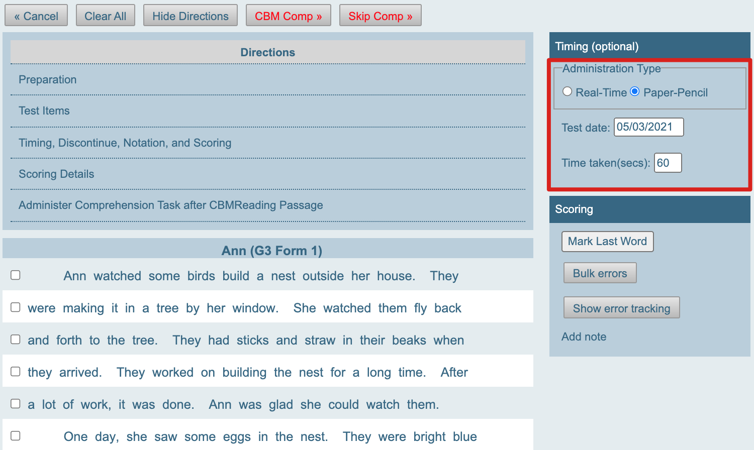 Inputting the Paper Data from Progress Monitoring