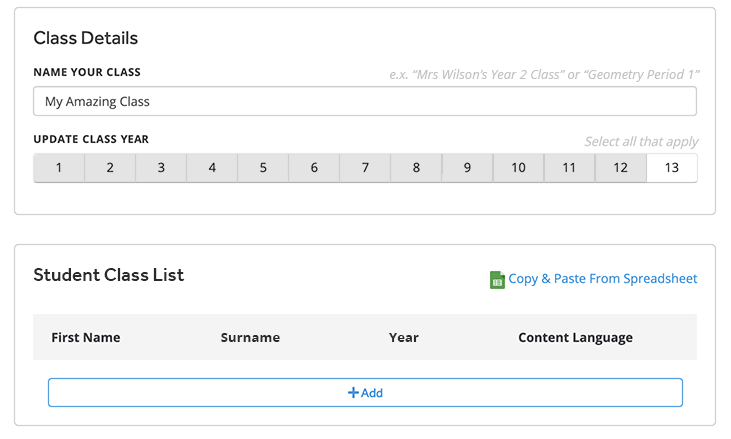 What can I do on the Class List page?